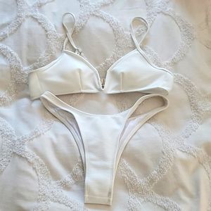 White 2 piece bathing suit set
